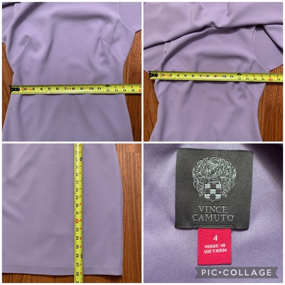Vince Camuto Caplet Pleated Cape Collar Lilac Lavender Sheath Dress size 4 - Picture 11 of 11